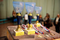 Кубки и медали за победу в соревнованиях по боксу