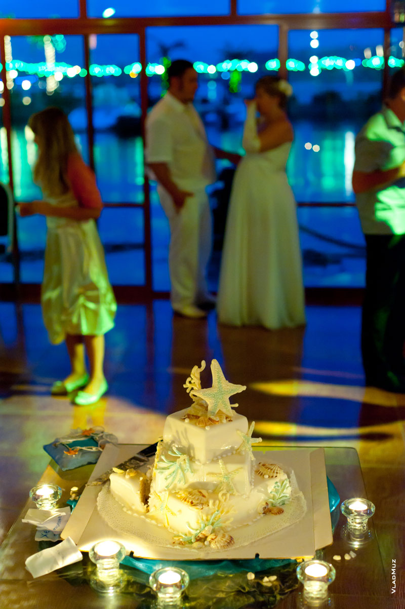 Фото 53 из галереи «Свадьба в «Малибу» - свадебный торт по морской тематике