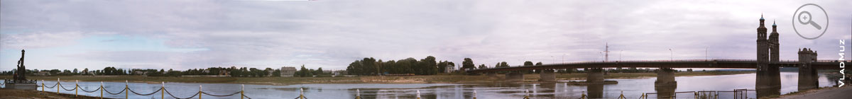 Фотопанорама реки Неман с берега в Советске с видом на литовский берег (эту фотографию можно увеличить)