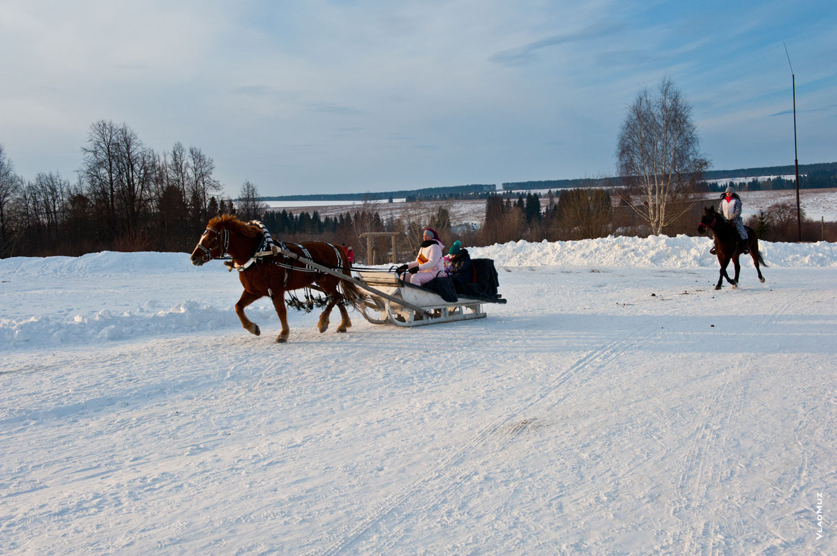 Фото саней в конной упряжке в зимнем «Лудорвае»