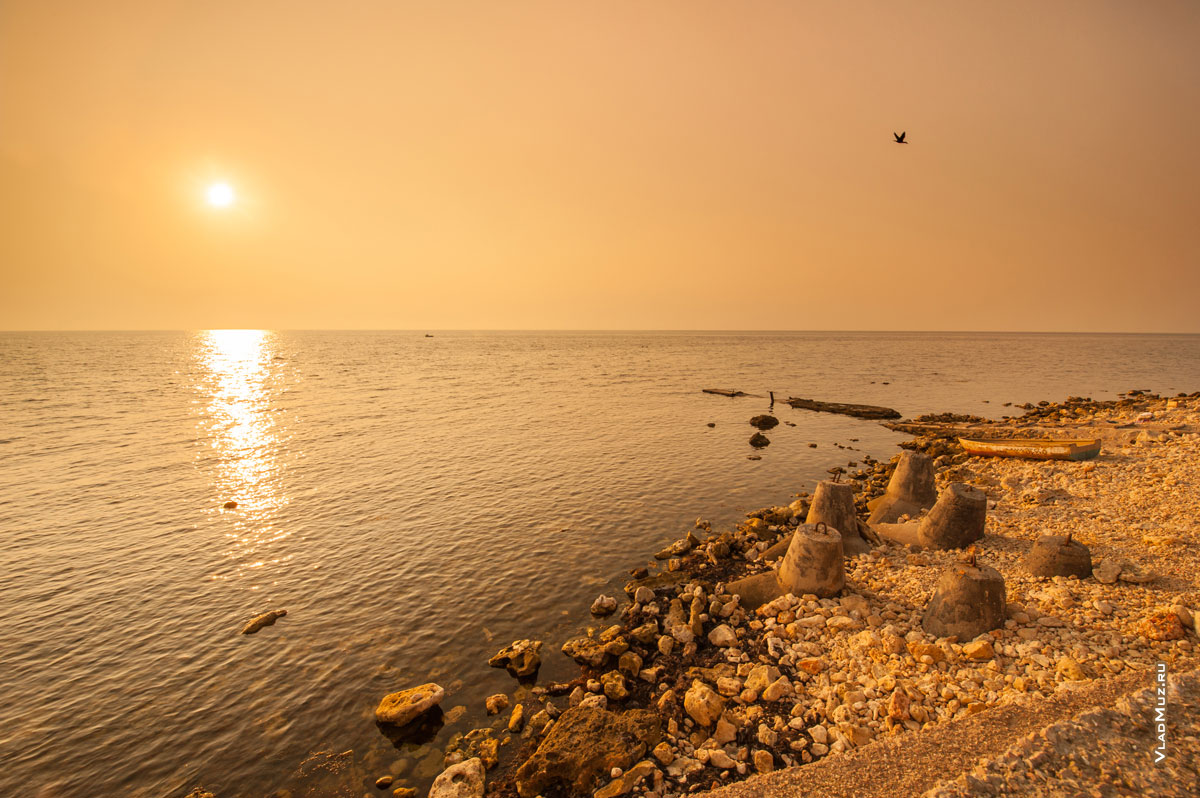 Крым, Севастополь: фото береговой линии и бетонных тетраподов на берегу у Херсонесского маяка